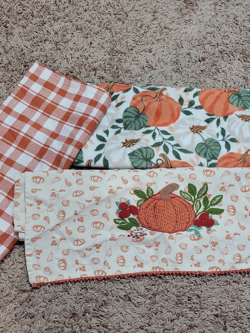 Autumn Pumpkin Patch Decorative Kitchen Towels - Orange